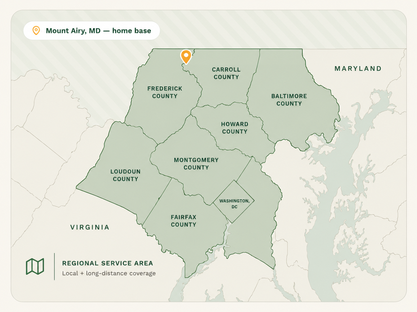 C&S Moving regional service area map